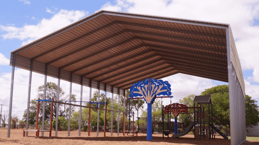 A shade shed over a playground