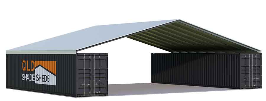 Car parked under metal shelter