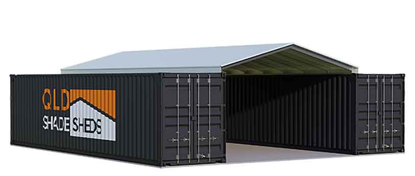 Container shed with roof structure