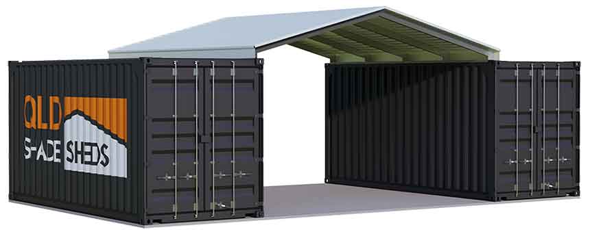 Two shipping containers with roof